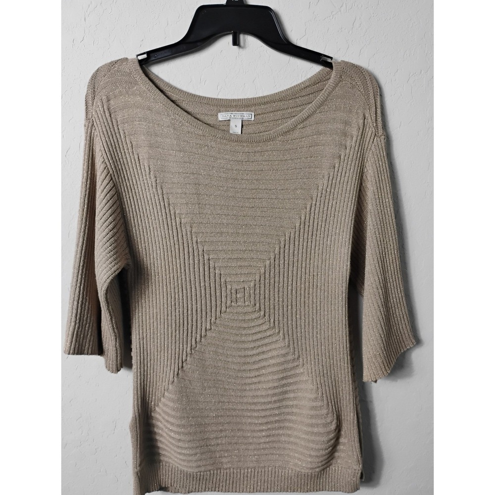 Dana Buchman Knit Sweater 3/4 Sleeve Metallic Sparkle‎ Top Size S - Picture 3 of 9